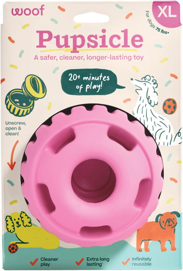WOOF Pupsicle Interactive Dog Ball Toy for Dogs 25-75 Lbs - Green | Long-Lasting Enrichment Toy for Medium/Large Dogs, Easy-Fill Design, Low-Mess Play, Made of Natural Rubber, Easy to Clean15