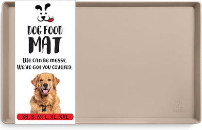 Dogbuddy Dog Food Mat – Waterproof Dog Bowl Mat for Food and Water, Silicone Pet Feeding Mats for Floors, Non-Slip Placemat with High Edges for Dogs Bowls, Puppy Essentials (L: 24" X 16", Shadow)9