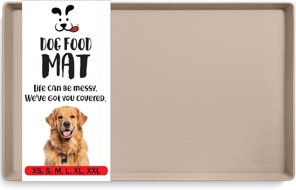 Dogbuddy Dog Food Mat – Waterproof Dog Bowl Mat for Food and Water, Silicone Pet Feeding Mats for Floors, Non-Slip Placemat with High Edges for Dogs Bowls, Puppy Essentials (L: 24" X 16", Shadow)9