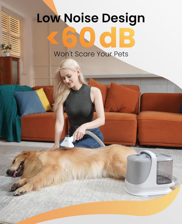 Oneisall Dog Grooming Vacuum Kits with Clipper | Exatra Large 3L Dust Cup,13Kpa 3 Suction,Clipper,Nail Grinder & Shedding Brush 7 in 1 Grooming Kits,Low Noise,Bm35