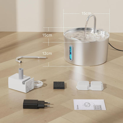 Cat Water Fountain Stainless Steel: 2.2 L Cat Fountain for Drinking - Automatic Pet Water Fountain for Cats inside - Metal Cat Dog Water Dispenser Bowl with Faucet Water Level Window Ultra Quiet Pump | Automatic Metal Pet Water Fountain for Cats Inside, Cat Dog Water Dispenser with Faucet Water Level Window, Ultra Quiet Pump9