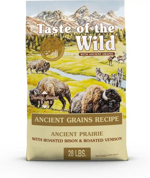 Taste of the Wild Ancient Prairie Dry Dog Food, Roasted Bison, 28Lb | Puppy, Adult & Senior Dogs | High Protein | Roasted Bison & Ancient Grains | Nutrient Dense to Help Support Peak Health1