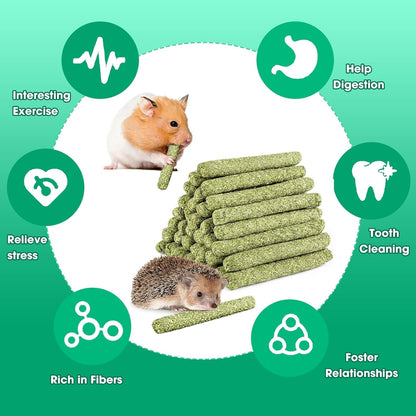 WDEFUN Natural Pet Chew Toys Set - 20 Timothy Hay Sticks 20 Apple Tree Branches 5 Sweet Bamboo, Safe Chewing Toys for Rabbit, Guinea Pig, Hamster, Chinchilla, Gerbil - Teeth Grinding & Boredom Relief4