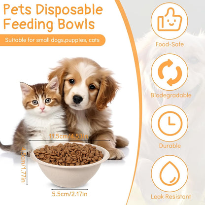 200 Pcs Disposable Pet Bowls Bulk 8 Oz Travel Paper Food Bowls for Small Dogs Puppy Cat, Leakproof Pet Feeding and Watering Supplies 1 Cup2