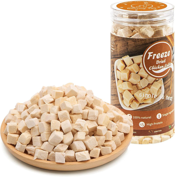 Dancing Tail Freeze Dried Raw Cat and Dog Treats, Healthy Limited Ingredient Chicken Cube Weight Control Traing Treats for Small Dogs Cats (Chicken)1