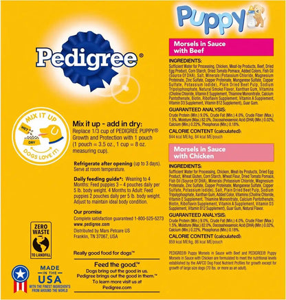 Pedigree Puppy Soft Wet Dog Food 8-Count Variety Pack, 3.5 Oz Pouches, 8 Count (Pack of 1)2