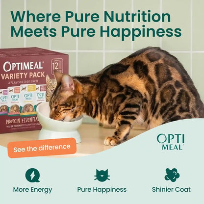 Optimeal Wet Cat Food Variety Pack - Savory Protein Selection, Grain Free Tender Morsels, High Protein Premium Nutrition Made with Natural European Ingredients, Adult Cat Pouches 3Oz (Pack of 12)8