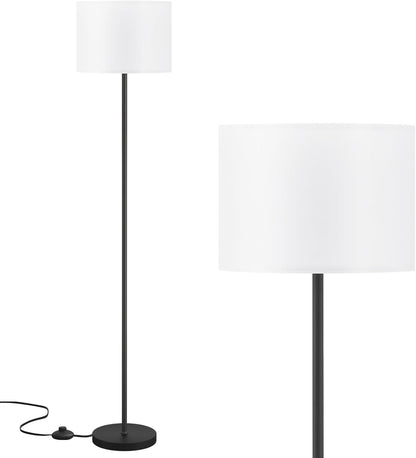 Modern Floor Lamp Simple Design with White Shade & Foot Pedal Switch | 60" Black Floor Lamp(Without Bulb), Tall Lamps for Living Room Bedroom Office Dining Room Kitchen1
