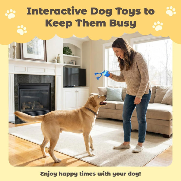 Interactive Dog Toys, Automatic Moving and Rolling Dogs Toy with Rope for Medium/Large Dogs, Interactive Dog Ball to Keep Them Busy(Blue)2