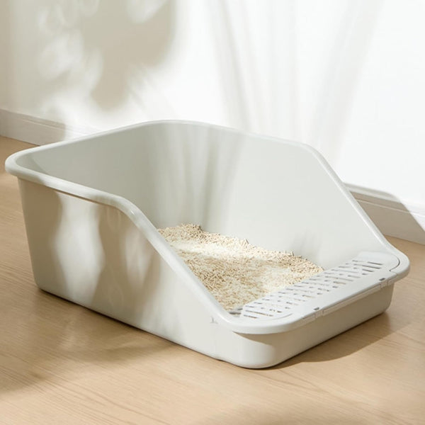 Spacetime Large Cat Litter Box with High Sides,Cat Boxes for Indoor Cats,Cat Litter Pan for Kitty,Litter Box with Low Entry,Easy to Clean,Anti-Splashing(Grey)8