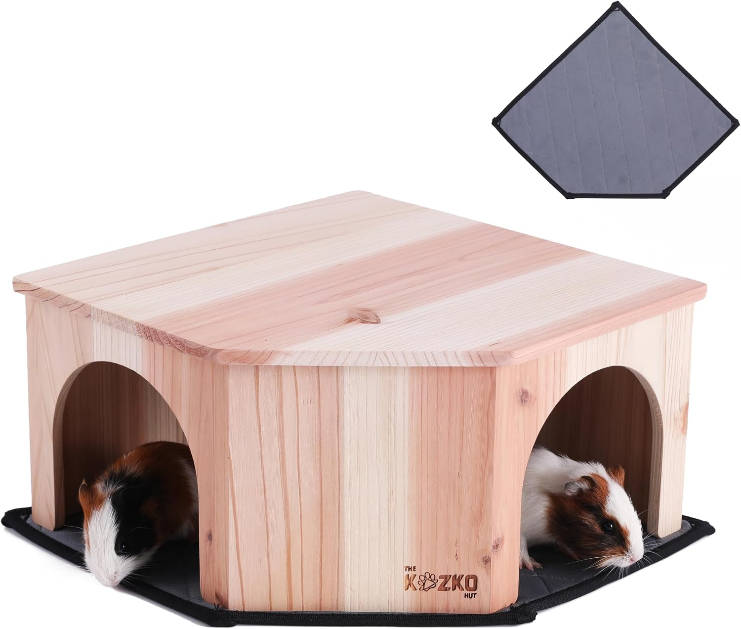 wooden-guinea-pig-corner-hideout-hidey-for-chinchilla-rat-and-hedgehog-with-pee-pad-fully-assembled-dual-entrances-guinea-pig-accessories-by-the-kozko-hut