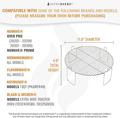 4 Inch Stainless Steel Grill Rack Compatible with Nuwave® Oven Pro, Primo, Nutrichef, Black Decker | Reversible Grate Accessory for Cooking, Baking, Cooling in Infrared Kitchen Convection Toaster Oven5