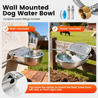 Metal Automatic Dog Water Bowl Dispenser, Outdoor Heavy Duty Stainless Steel Dog Waterer, Auto Self Filling Animal Water Feeder for Dogs Cats with Float and Drain Plug3