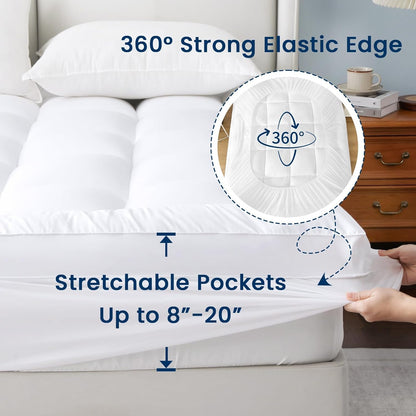 Full Size Mattress Topper Extra Thick, Cooling Plush Mattress Pad | Soft & Breathable Brushed Cover, down Alternative Fill, Pillow Top Bed Topper with 8-21" Deep Pocket7
