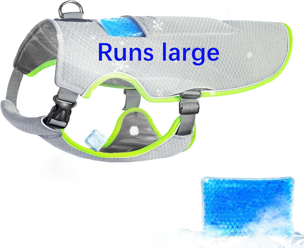 Mora Pets Dog Cooling Vest with Ice Packs, Reflective Adjustable Cooling Vest for Dogs with Leash Ring for Hot Weather Cooling Harness for Large Medium Dogs Grey(Pdv-Gel-Gl)7