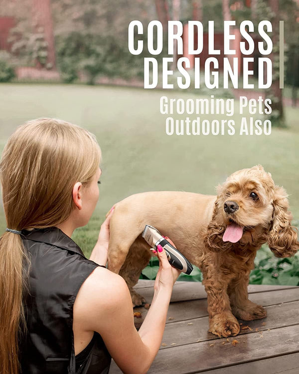 Oneisall Dog Clippers Grooming Kit for Dogs Cats Pets | Low Noise, Rechargeable Cordless, Long Battery Life, Simple for Beginners, 6 Guide Combs, Removable & Rinsable Blade3
