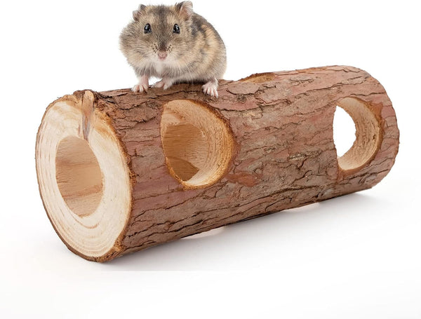 Niteangel Natural Wooden Hamster Mouse Tunnel Tube Toy Forest Hollow Tree Trunk1