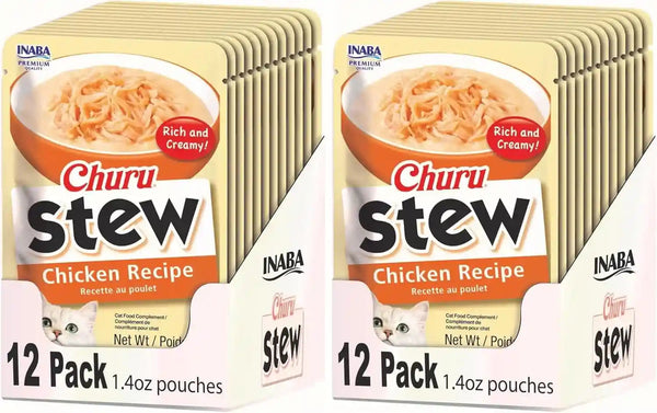 INABA Churu Stew for Cats, Creamy Purée Side Dish Pouch, 1.05 Oz Pouches, 15 Pouches Total, Chicken Variety17