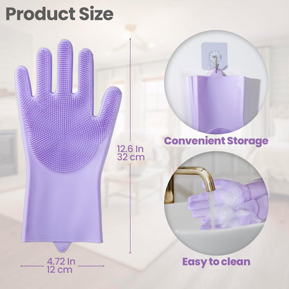 Silicone Pet Grooming Gloves Dog Washing Gloves for Bathing, 1 Pair Purple | 3000 Soft Silicone Bristles, 5-Finger Flexible, Gently Massages & Removes Fur, Non-Slip, Easy Clean, for Dogs/Cats/Horses6