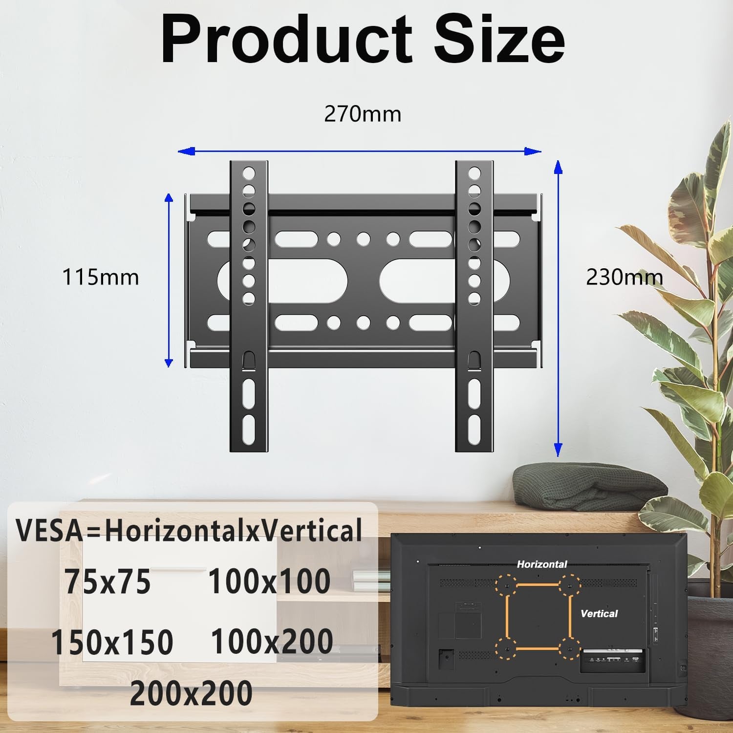 fixed-tv-wall-mount-for-14-42-flat-screen-tvs-small-wall-mount-tv-bracket-fit-19-24-28-32-35-39-40-inch-vesa-up-to-200x200mm-55lbs-max-load-easy-install-low-profile-monitor-mount-bracket