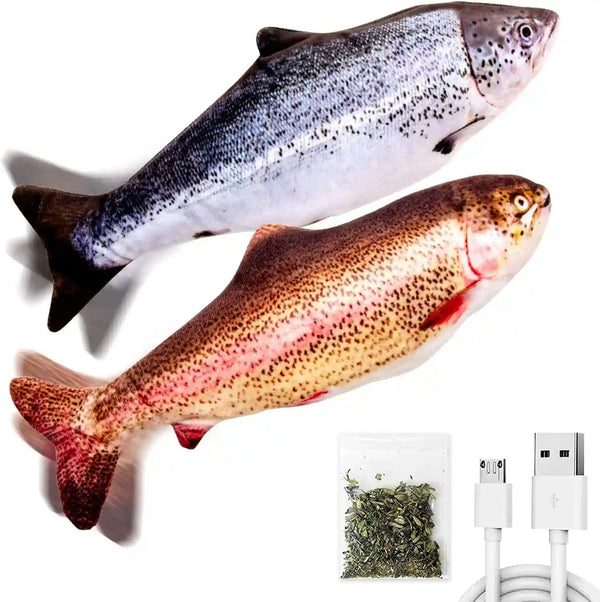 TOOGE 2 Pack 9" Floppy Fish Cat Toys with Silvervine and Catnip for Indoor Cats for Small Dogs Interactive Automatic Flopping Fish Cat Kicker Toys for Cats Puppy Small Dog8