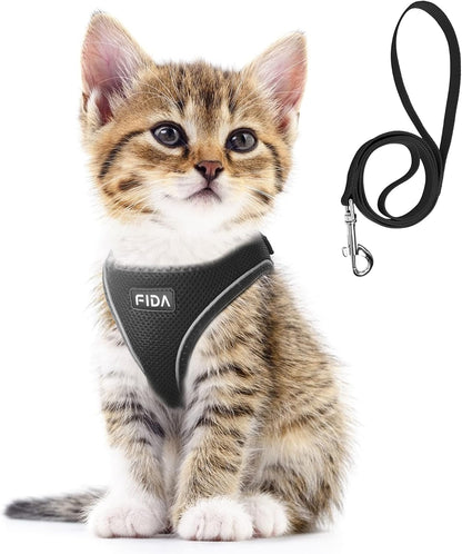 Fida Cat Harness and Leash Set for Walking Kitten and Puppy, Escape Proof Kitten Harness with Breathable Lightweight Soft Mesh, Adjustable Reflective Step-In Design. (XXXS, Pink)14