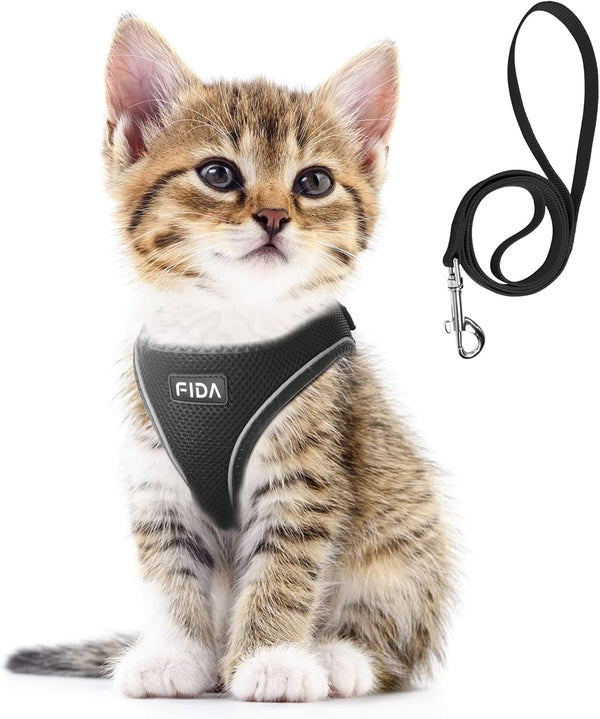 Fida Cat Harness and Leash Set for Walking Kitten and Puppy, Escape Proof Kitten Harness with Breathable Lightweight Soft Mesh, Adjustable Reflective Step-In Design. (XXXS, Pink)14