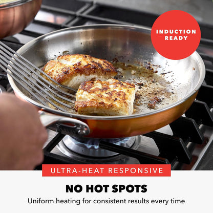 X Bobby Flay 8 Piece Copper Clad Pots & Pans, Induction Ready Cookware, Measurement Markings, Stainless Steel Base & Interior, Oven Safe to 500˚F4