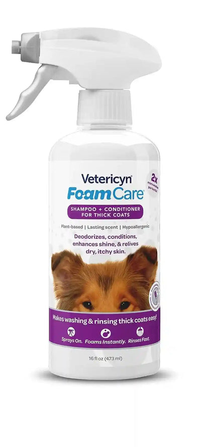 Vetericyn Foamcare Dog Shampoo and Conditioner - Instant Foaming, Spray-On Hypoallergenic Shampoo, Plant-Based Formula for Dogs and Cats. 16 Ounce5