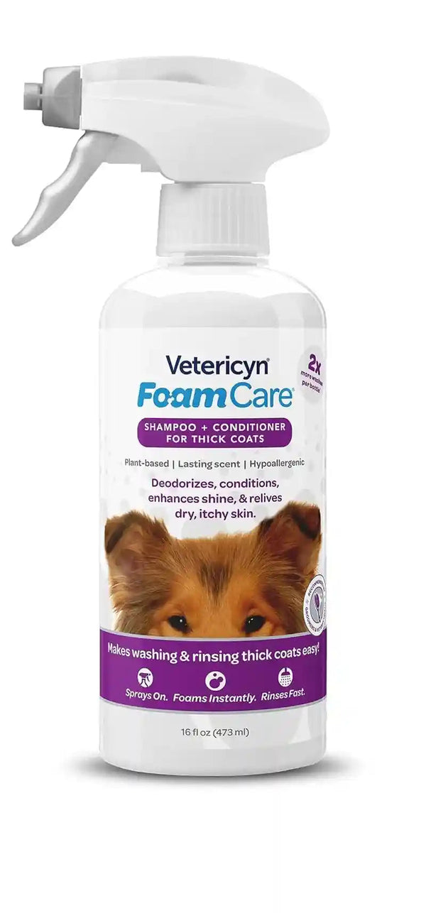 Vetericyn Foamcare Dog Shampoo and Conditioner - Instant Foaming, Spray-On Hypoallergenic Shampoo, Plant-Based Formula for Dogs and Cats. 16 Ounce5