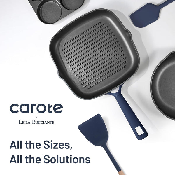 49Pcs Pots and Pans Set, Nonstick Cookware Set with Bakeware | Induction Kitchen Set with Silicone Lids, Easy Food Release, All-Stovetop Compatible, with Knife Set, Blue9