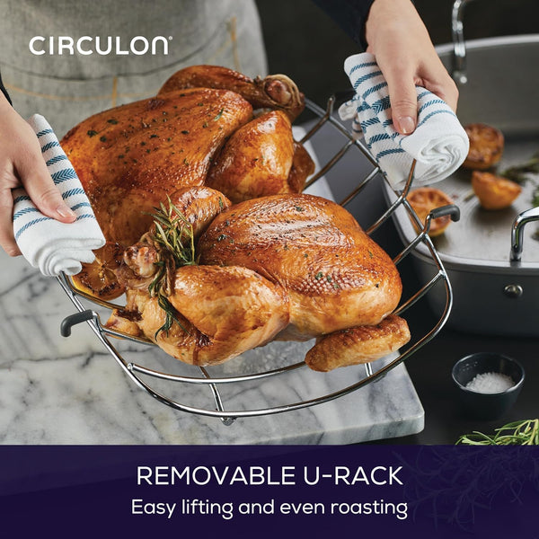 Total Bakeware Nonstick Roaster, Roasting Pan with Rack, 17-Inch X 13-Inch, Gray9