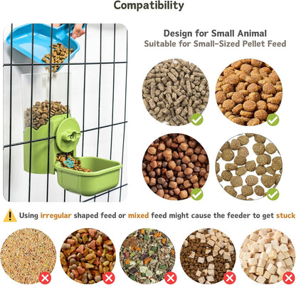 Automatic Pet Food Water Dispenser, Auto Gravity Pet Feeder Water Bottle Set for Cage, Feeding Station for Puppy Kitten Rabbit Guinea Pigs Chinchilla Ferret Hedgehog (Green)3