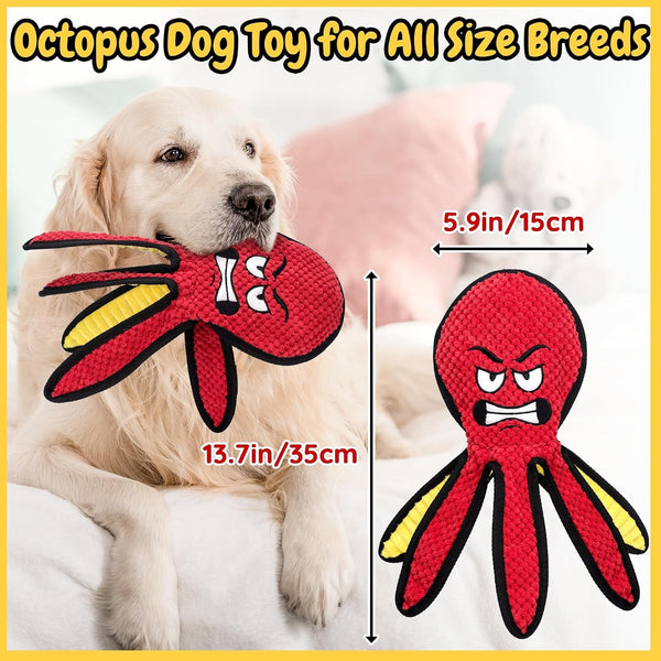 LECHONG Dog Toys for Aggressive Chewers, Octopus Squeaky Puppy Toys, Stuffing Free Plush Chew Toys for Large Medium and Small Dogs, Interactive Tug Dog Toys to Keep Them Busy4