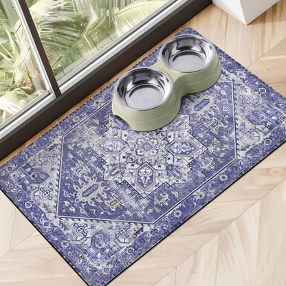 Dog Food Mats for Floors Absorbent, Pet Cat Food Mat - Non Slip Dog Bowl Mats for Food and Water, Eco-Friendly Boho Dog Placemats Feeding Mat Pet Supplies18