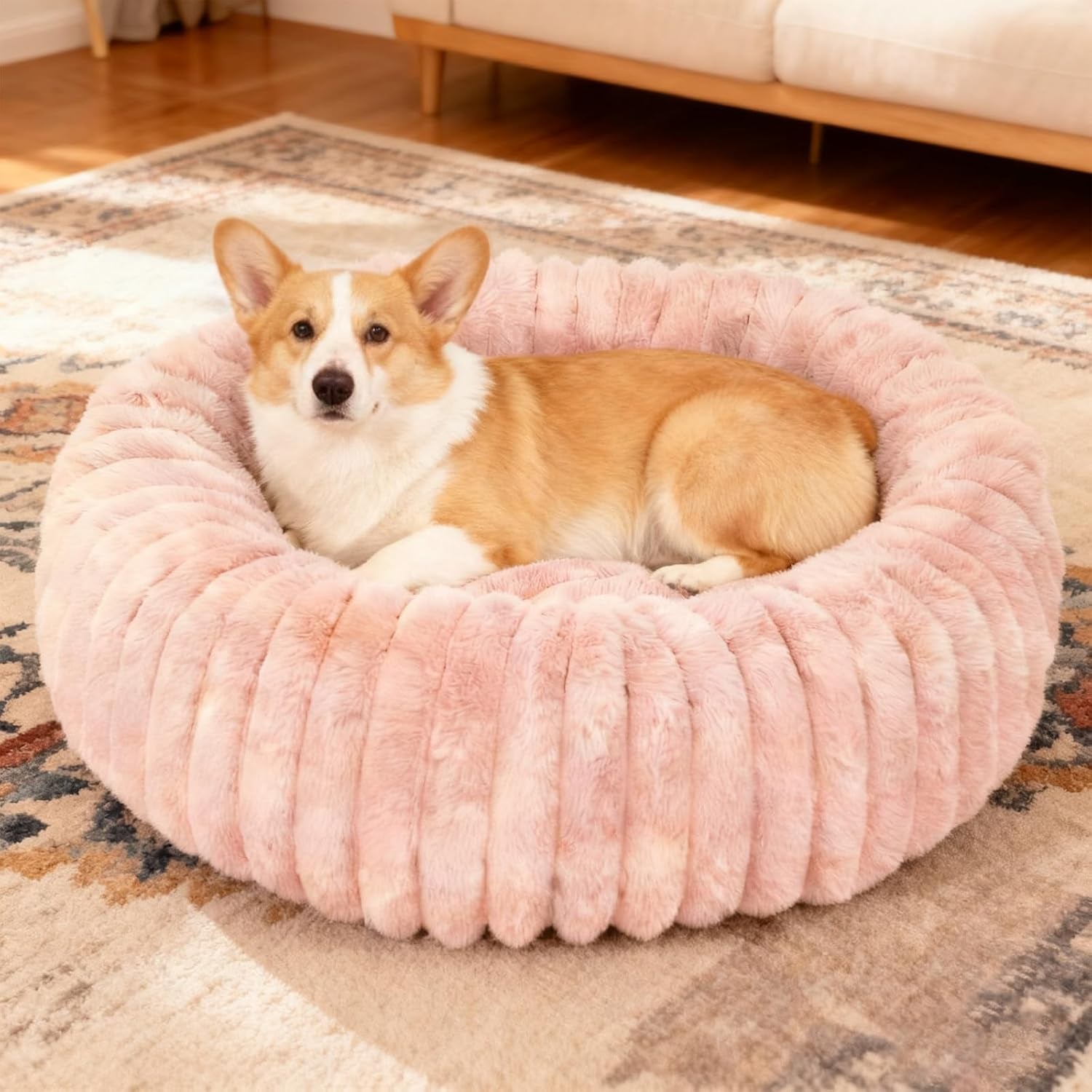 washable-small-cat-dog-bed-puppy-bed-cat-beds-for-indoor-catsgrey-s-calming-anti-anxiety-round-donut-dog-bed-cute-fluffy-puppy-dogs-beds-for-small-dogs-anti-slip-comfort-pet-bed