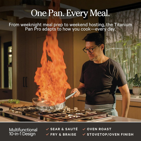 Our Place Mini Titanium Always Pan Pro, 8.5" Nonstick Titanium Frying Pan | Pfas-Free Titanium Skillet; Tri-Ply Steel & Aluminum; Lid & Spatula; Induction, Dishwasher & Oven Safe to 1000°F (750°F Gold)4