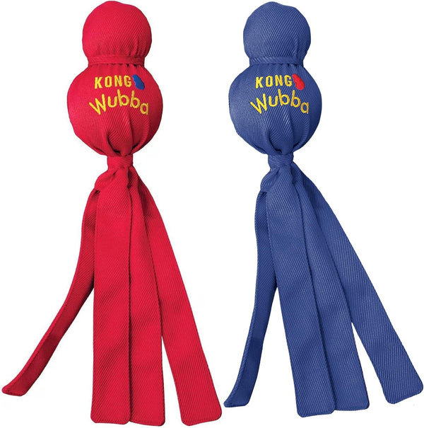 KONG Wubba Dog Toy 2 Pack – Durable Interactive Tug & Toss Toy with Reinforced Nylon, Floppy Tails for Fetch, Shake & Squeaky Play (Large, 2 Pack)1