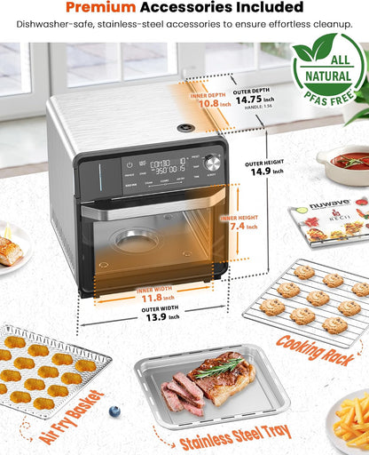 Nuwave Combi Steam Oven, Non-Toxic Stainless Steel Multi-Cooker, 16 Quarts | Air Fry, Sous Vide, Toast & More, 50-450°F Precision, 120 Presets, Moisture Control, Programmable, Easy to Clean9