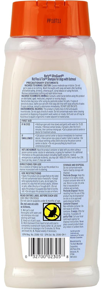 Hartz Ultraguard Rid Flea & Tick Oatmeal Dog Shampoo, 18 Oz Bottle2