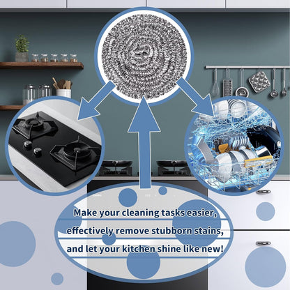 Stainless Steel Scrubber Scrubbing Scouring Pad Sponges Clean Pot Pan and Steel Wool for Kitchen Bathroom4