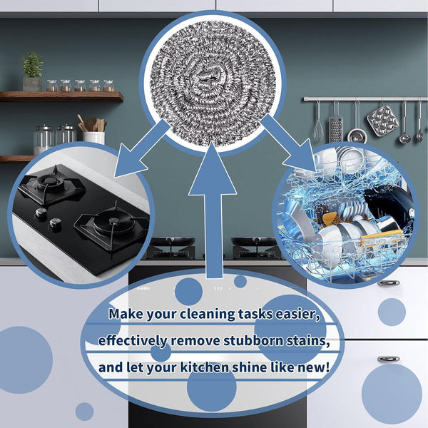 Stainless Steel Scrubber Scrubbing Scouring Pad Sponges Clean Pot Pan and Steel Wool for Kitchen Bathroom4
