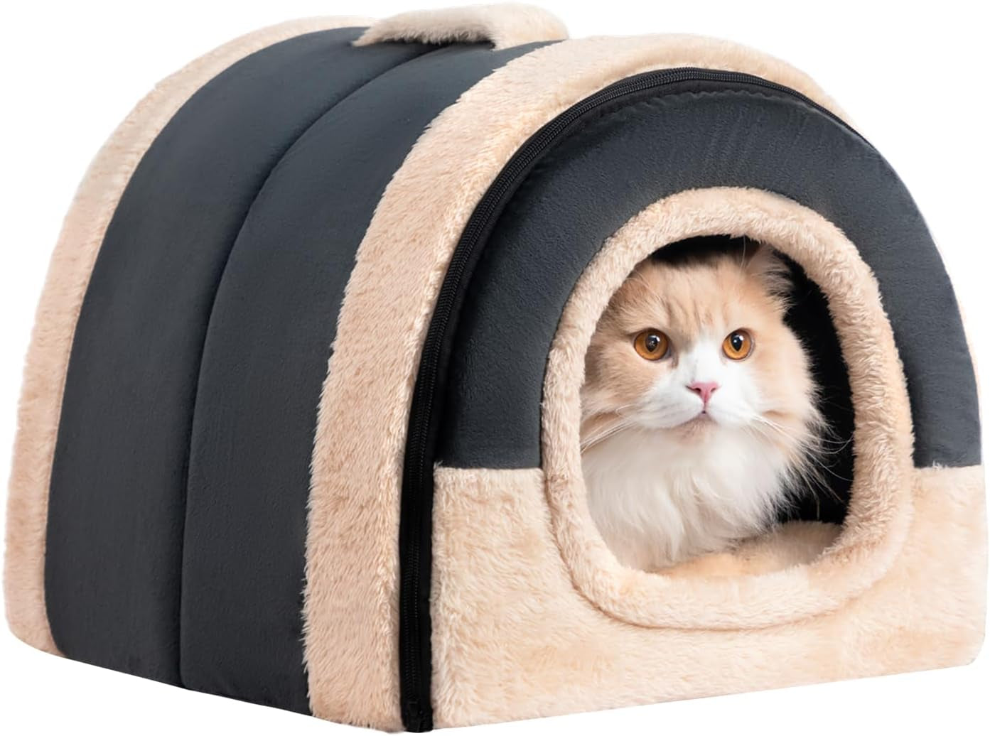 hollypet-cat-bed-cave-for-indoor-cats-for-pets-up-to-15-lbs-pineapple-warm-cat-bed-cats-cave-condo-covered-kitty-house-with-removable-washable-cushion-cozy-enclosed-pet-bed-for-small-dogs