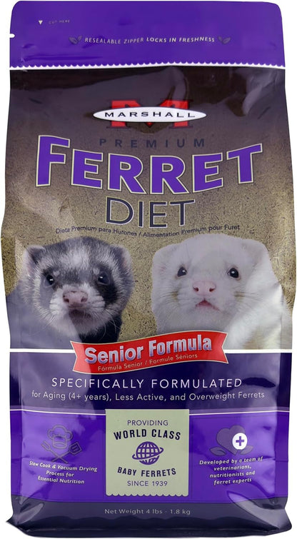 Marshall Premium Ferret Diet Senior Formula – 4 Lbs – Supports Digestion, Muscle Health & Vitality – Balanced Nutrition for Aging Ferrets with Essential Nutrients1