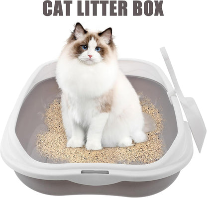ARTIBETTER Semi-Enclosed Cat Litter Box with Scoop, Small Gray Kitten Litter Pan, Splash-Resistant Open Design, Pet Toilet for Cats and Kittens, Suitable for Indoor Housebreaking3