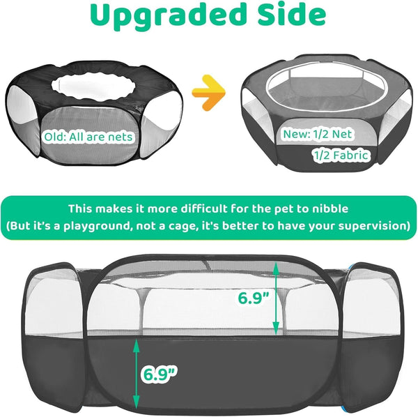 Amakunft Small Animal Pop-Up Playpen with Mesh Cover, 47'' X 23.6'' X 15'' Chicken Brooder Box, Play Pen Indoor Outdoor for Guinea Pigs, Bunny, Rabbits, Ferrets, Chinchillas, Kittens | Indoor/Outdoor, Water-Resistant, Chicken Brooder, Travel Playpen for Rabbits, Ferrets, Hamsters and Kittens5