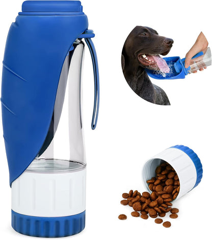 TIOVERY Upgraded Dog Water Bottle, Portable Dog Cat Puppy Pet Water Dispenser Feeder with Drinking Cup and Food Container Leak Proof for Outdoor Walking, Travel, Hiking 12OZ12