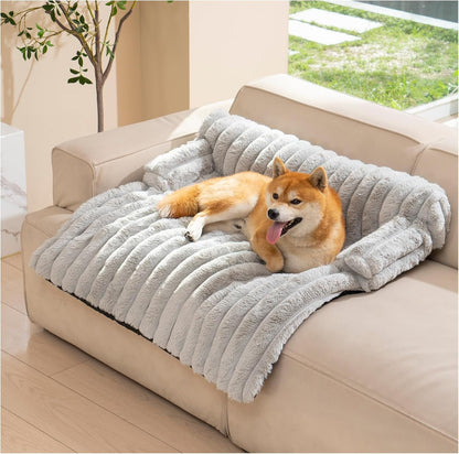 Avont Breathable Dog Couch Mat, Non-Slip Sofa Protector with Soft Plush | Available with Faux Rabbit Fleece and Washable Cover, in M and L, Dark Grey, Light Grey, Brown7