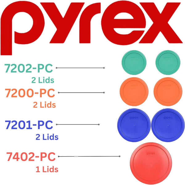 7-Pc Mardi Gras Theme Food Storage Replacement Lids - Made in USA | (1-Cup) Green | (2-Cup) Orange | (4-Cup) Cadet Blue | (6/7Cup) Red | Meal Prep | Covers | Bpa-Free Plastic3