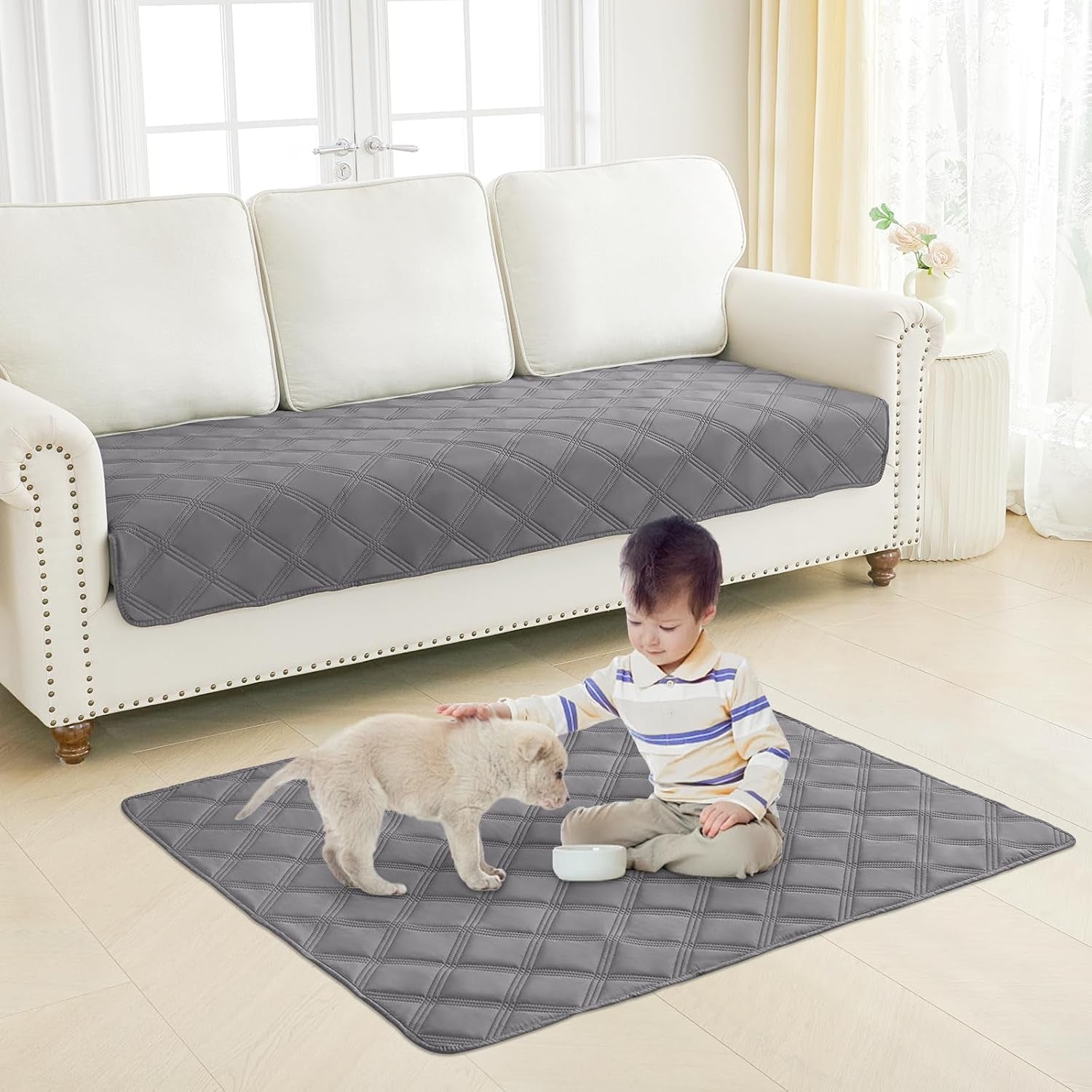 smiry-waterproof-dog-bed-cover-reversible-pet-blanket-for-sofa-couch-soft-washable-dog-blanket-leakproof-couch-cover-for-dogs-cats-furniture-protection-52x82-grey-dark-grey